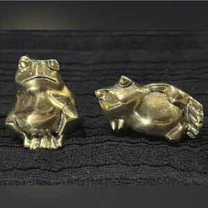 Vintage Solid Brass Frogs~Set of 2